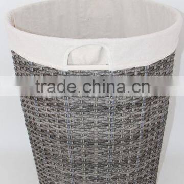 Durable polywicker laundry basket for bathroom