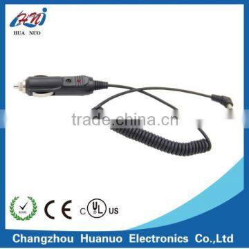 Car cigarette lighter plug with led light to right angle DC5.5*2.1 with slingshot cable