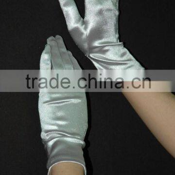 Short Satin Gloves Wedding bridal glove silver color