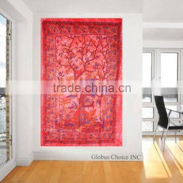 Indian Mandala Red Tree Of Life Tapestry