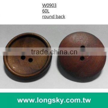 (#W0903) 1.5" 60L big size normal design dark brown natural wood button