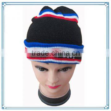New fashion knit hats Acrylic crocheted hat,custom knitted hat ,embroidered winter hat