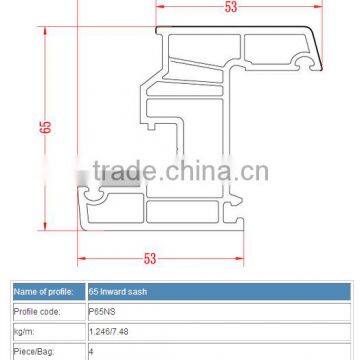 Sliding Door Plastic Pvc Profile for Windows and Doors/ 65 Inward Sash photo-2