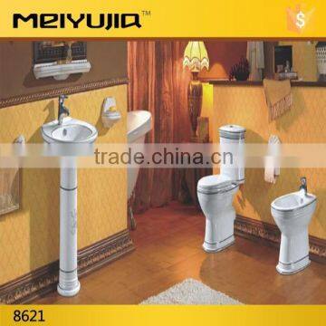 Flower design ceramic toilet basin bidet bathroom suite for sale