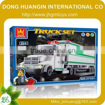 cheap price plastic building block truck toy