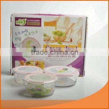 Nice design clear round glass food disposable container with ISO9001-2008
