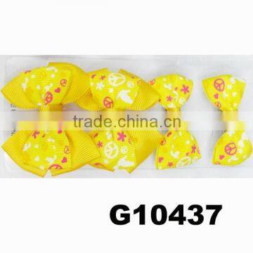custom peace printed grosgrain ribbon hair bows bulk