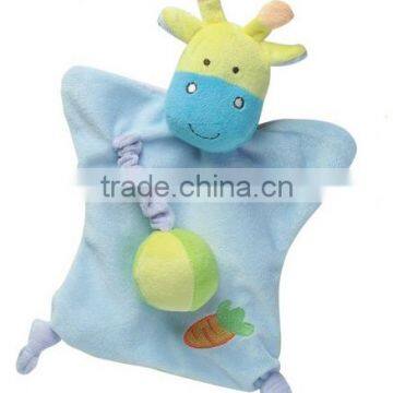 OEM soft giraffe baby play blanket with ball toy / baby soft toy blankets