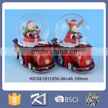 New product resin train shape waterball with Santa Claus for Christmas and home decoration