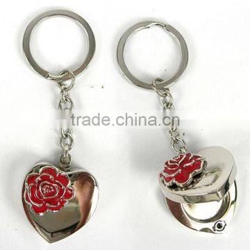 love rose metal heart shape solid perfume container /lip gloss keychain, various design, OEM designs accepted.<DKCA9203>