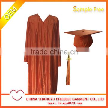 Orange Shiny Fabric Graduation Gown