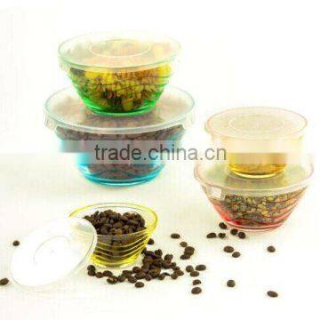 Glassware Dinner Set Plastic Lid Glass Storage Bowl