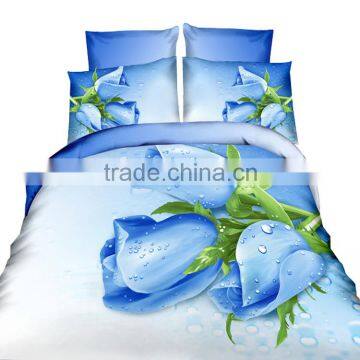 100% Cotton Flower Blue Rose Flower Design Bed Sheet