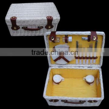 White Painted Willow Picnic Basket