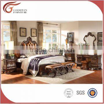 WA151 French Luxury Style Bedroom Set/European Wooden Carving Kind Size Bed