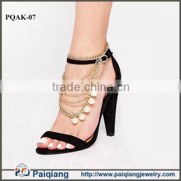 Hot selling new layered gold love pearl anklet