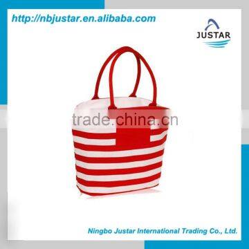 Handbags on sale canvas beach bag, stripe beach lady canvas tote bags                        
                                                Quality Choice