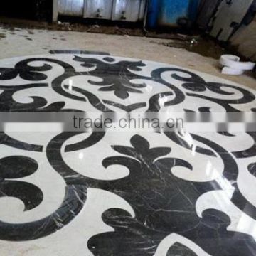 Black and white marble stone, marble polishing waterjet, water jet marble round mosaic