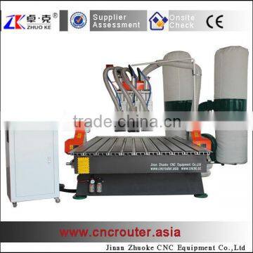 Auto Tool Changing Wood CNC Router Changing 3 Spindles With Original NcStudio System Dust Collector ZK-1325