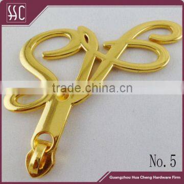 5# New Style Fashion Metal Non Lock Shiny Gold Custom Zipper Slider