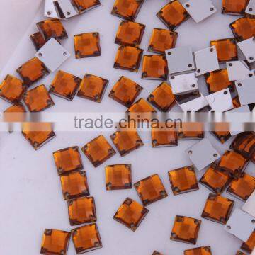 Star Light 8mm coffee color Acrylic Square Turtle face Shape Sew On Acrylic Stones With Double Holes Top Acrylic factory