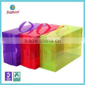 Custom high quality drop front shoe box, clear plastic shoe box packaging