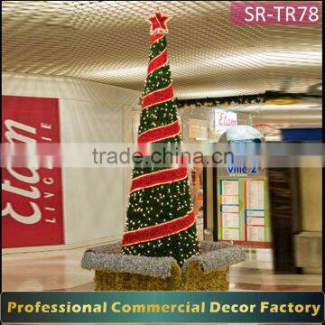 Customize 5m 6m 8m 9m 12m 15m outdoor large giant lighted Spiral christmas tree for parking lot