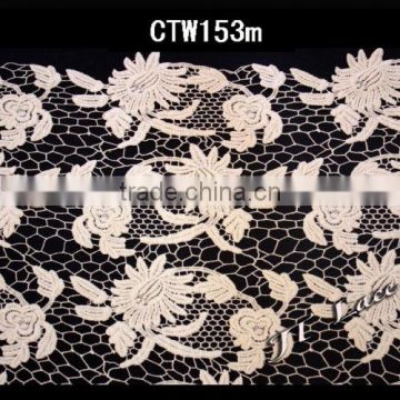 Guangzhou white embroidery Lace for fashion garment CTW153m