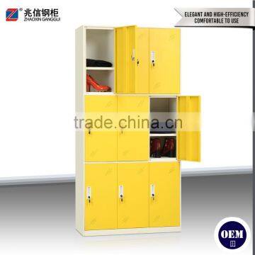 Popular Colorful Steel Locker 9 Door Yellow Key Lock Wardrobe Cabinet Steel Locker Furniture for Clothing Store photo-5