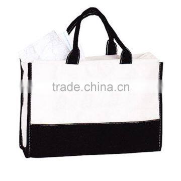 Canvas Leather Splice Monogrammable Non Woven Bag photo-2