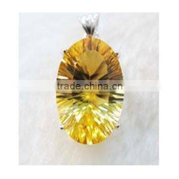 925 silver NaturalYellow Crystal necklace pendant