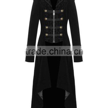 2016 Women Gothic Coat Long Jacket Black Velvet Steampunk VTG Hooded