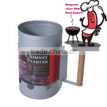 Chimney Charcoal Starter of Hongxuan Factory Wooden Handle LFGB/FDA/EN1860 ALIBABA