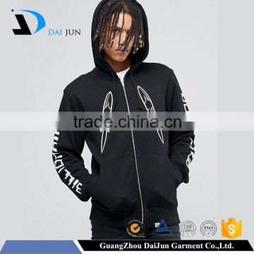 wholesale low price with hood and pocket 100% cotton silk-screen logo men black full zip good quality ninja hoodie