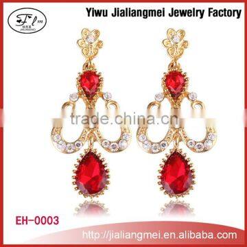 2015 hot sale Red Crystal alloy Earrings