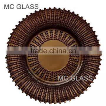Wholesale Plates Wedding Event Decoration Gold Black Brown Stripe Glass Charge Plate photo-2