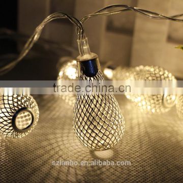 20 leds String Light AA Battery Operated Christmas Garland Light Fairy Xmas Wedding Festival Home Decoration hollow pendant