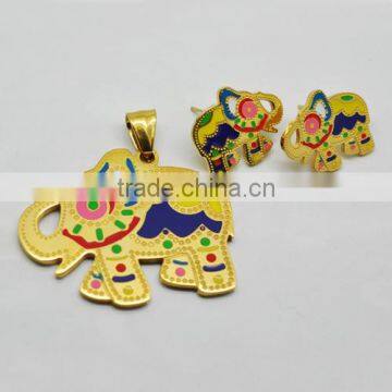 Stainless Steel Cheap Gold Elephant Jewellery Set