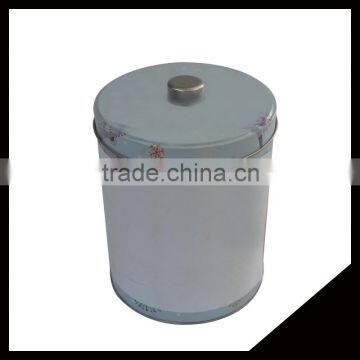 Promotional Empty Metal Round Cookie Tin Box With Handle /Cover Cookie Tin