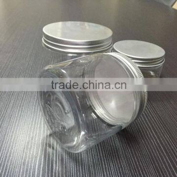 China 250g 300g 400g Pet Jars With Aluminum Lid Clear Pet Jar
