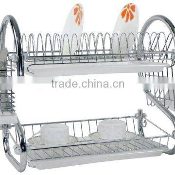 wire double dish rack with 2 shape pipe