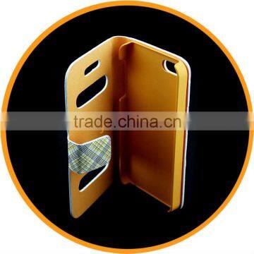 For iPhone 5 5G New Grid Leather Wallet Flip Pouch Hard Case Cover Yellow from Dailyetech