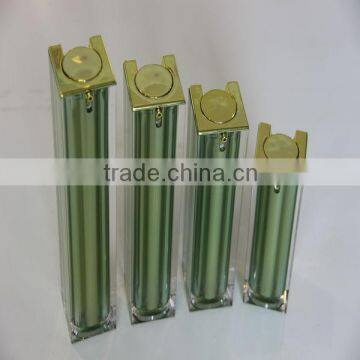 Green plastic lotion bottle