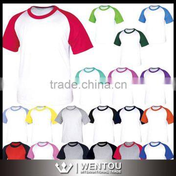 Baseball T-Shirt Cotton Men Short Sleeve Raglans