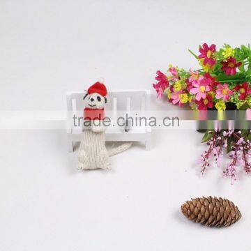 Cute hanging knitted toy mongoose car interior decoration toy knitted family chirstmas tree decorations