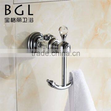 2015News Bathroom accessories brass crystal chrome double robe hook