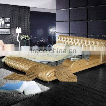 Russia hot sale design leather bed furniture