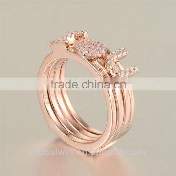 Latest Designs Gold Plated Finger Sex Letter I Love You Sterling Silver Ring With Clear Zircon photo-2