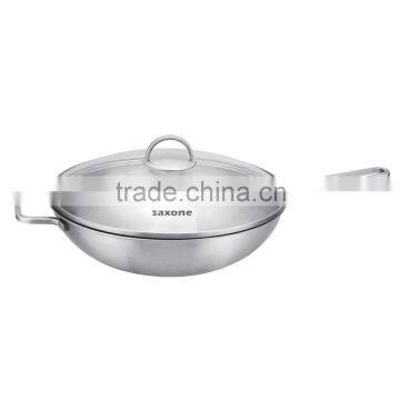 2015 China houseware stainless steel cooking wok with lid