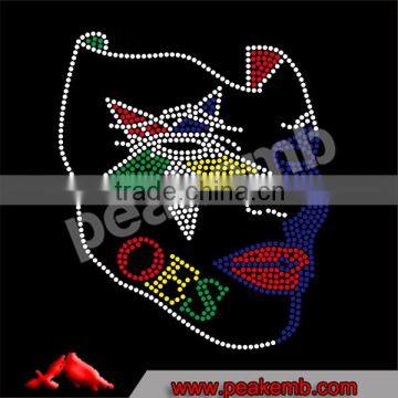 Wholesale OES Afro Star Mask Rhinestone Iron on Transfer